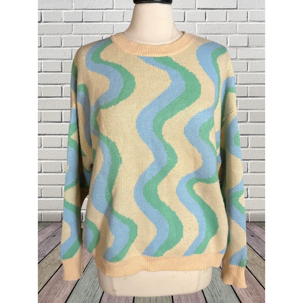 Altar'd State Y2K Abstract VERY Oversized Sweater 52" Bust Womens Sz S Slouchy